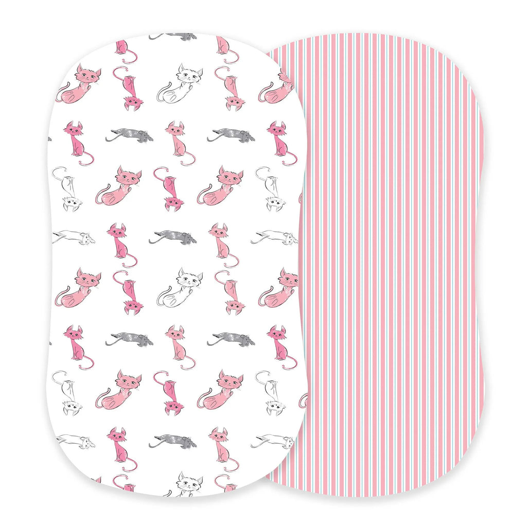 Playful Kitty & Candy Stripe Changing Pad Cover/Bassinet