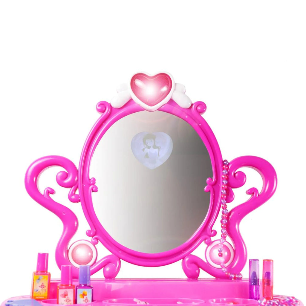 Dimple 2-in-1 Princess Pretend Play Vanity Set Table w/ Working Piano Beauty Set for Girls