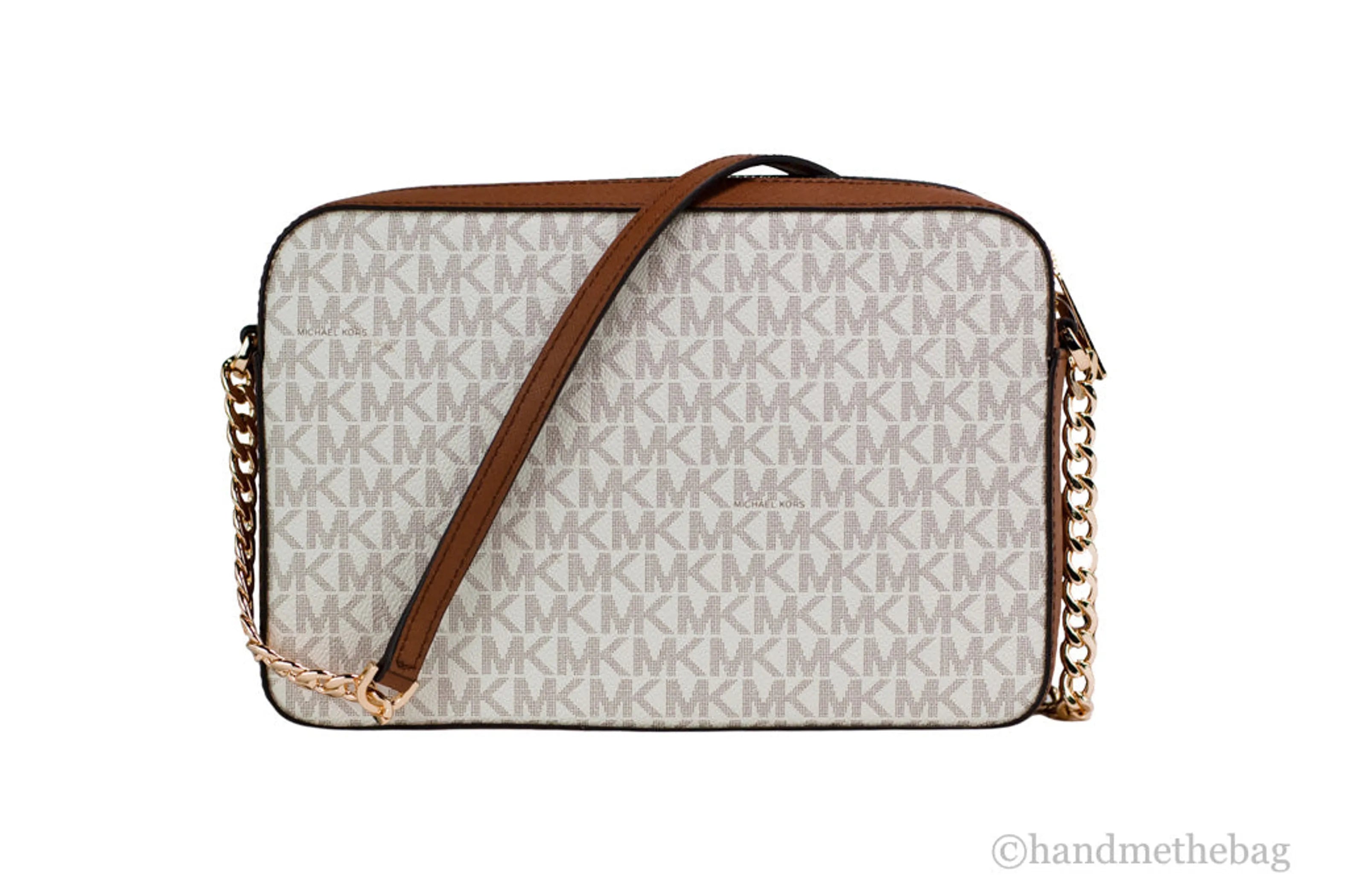 Michael Kors Jet Set East West Vanilla Leather Crossbody Bag Handbag