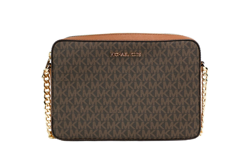 Michael Kors Jet Set EW Brown Logo Crossbody Bag