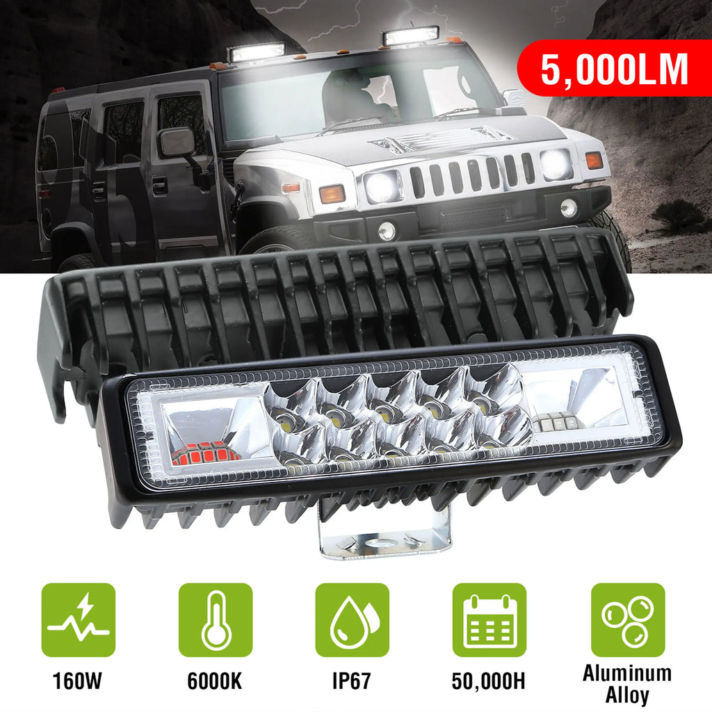 6" LED Light Bar 160W 5000lm Offroad Driving Spot Lights