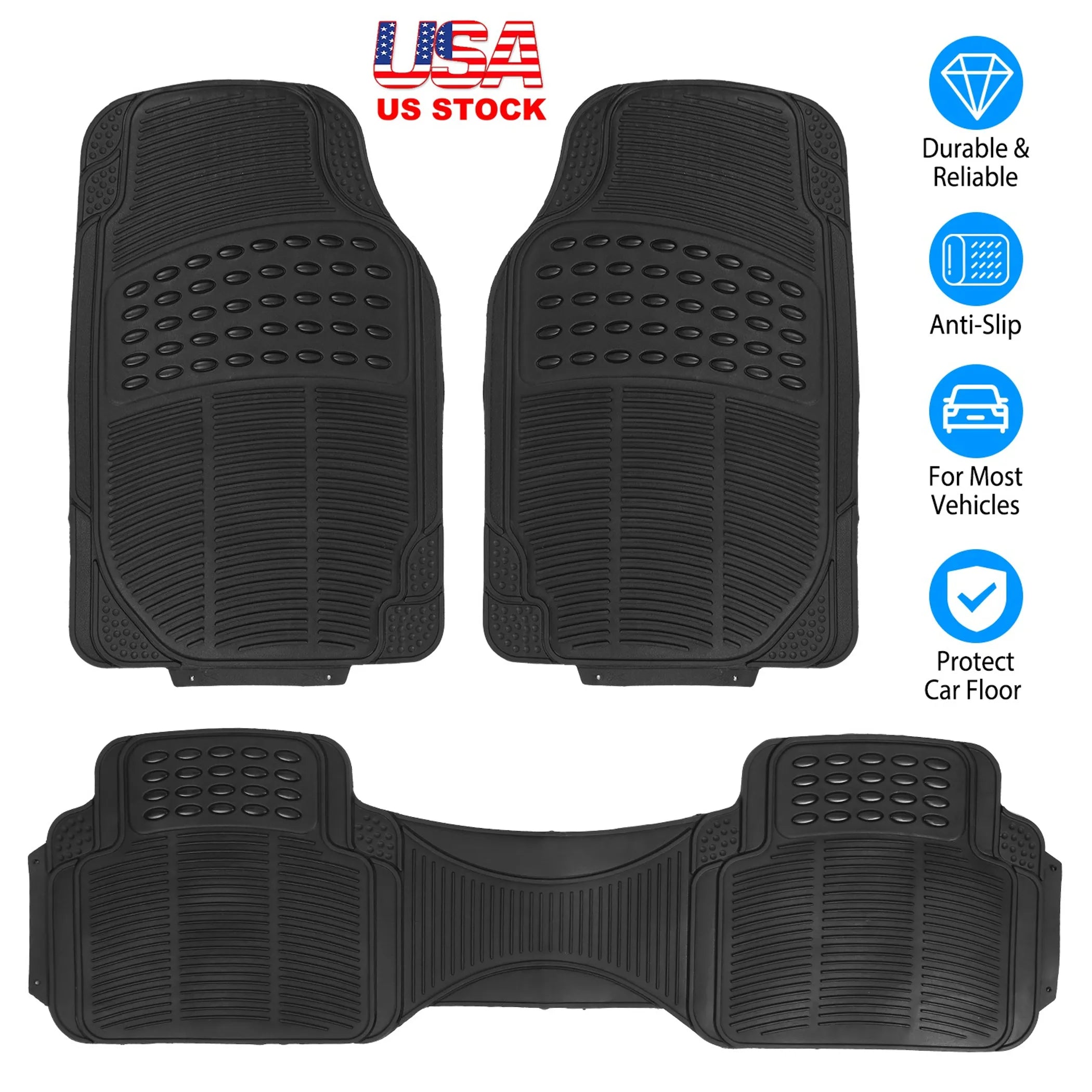 3Pcs Automotive Floor Mats Set
