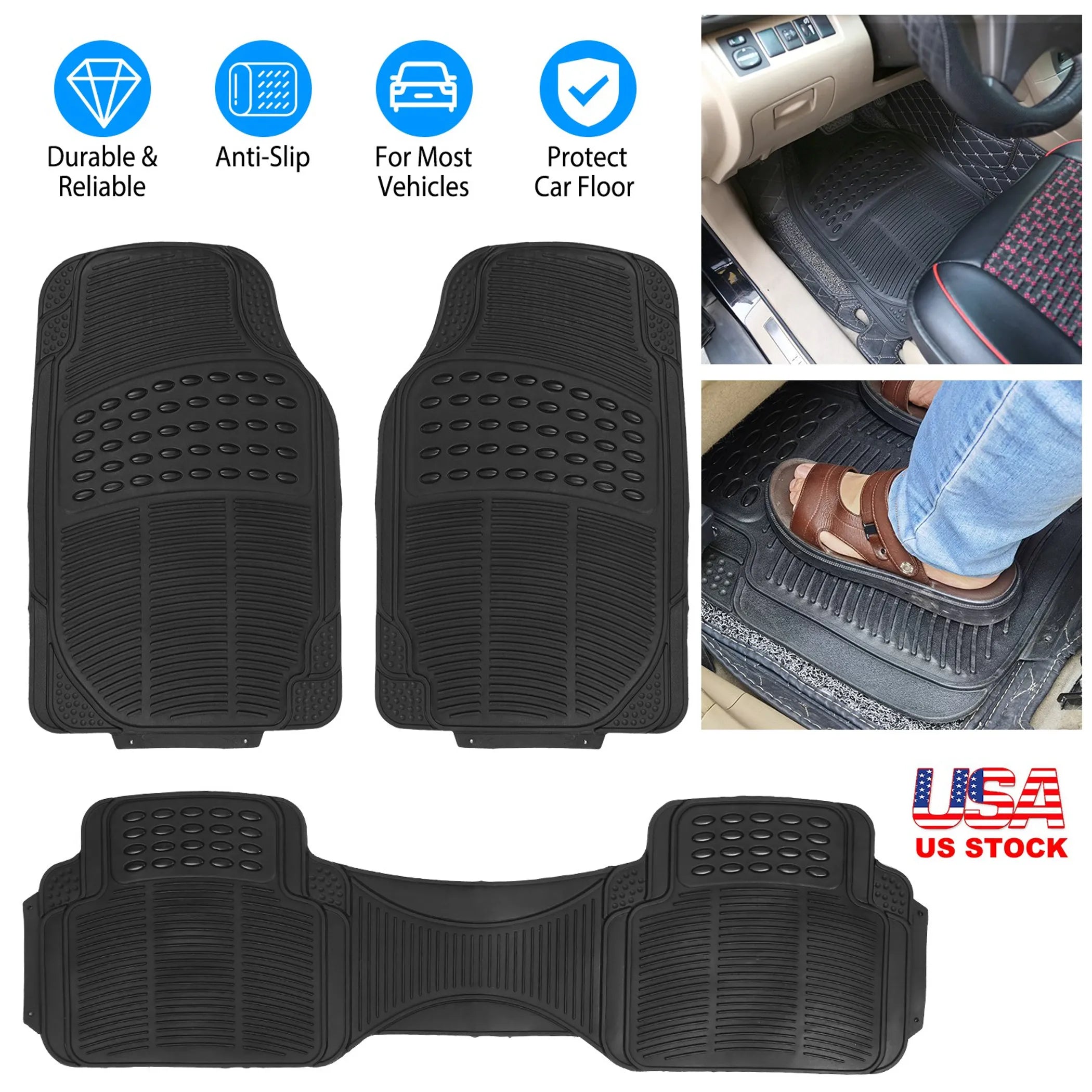 3Pcs Automotive Floor Mats Set