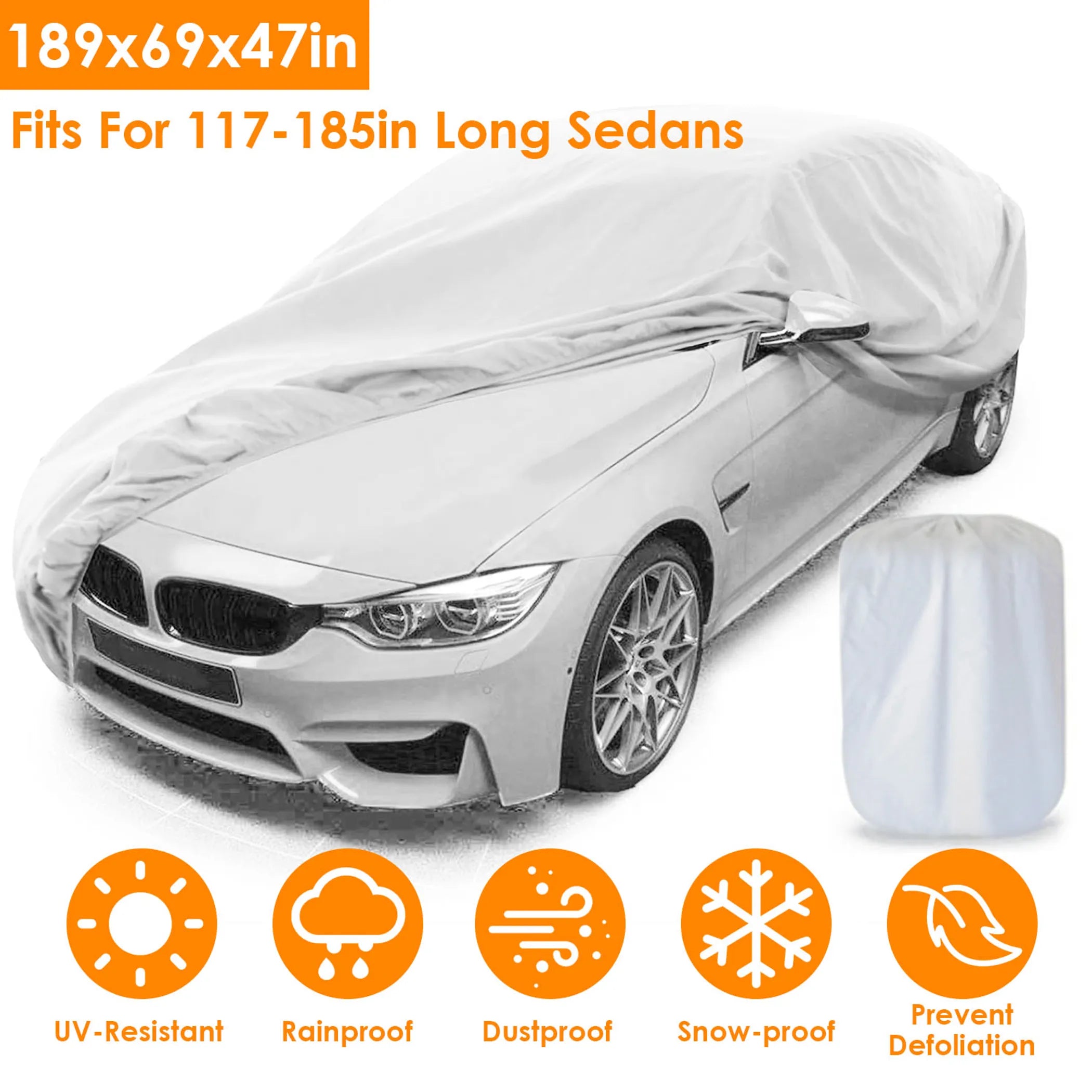 189x69x47in Full Car Cover