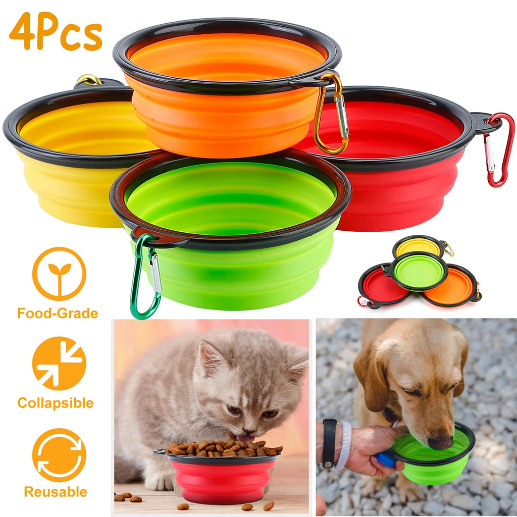 4Pcs Silicone Collapsible Dog Bowls