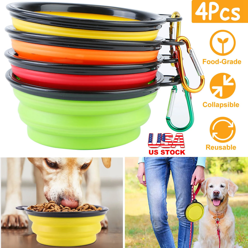 4Pcs Silicone Collapsible Dog Bowls