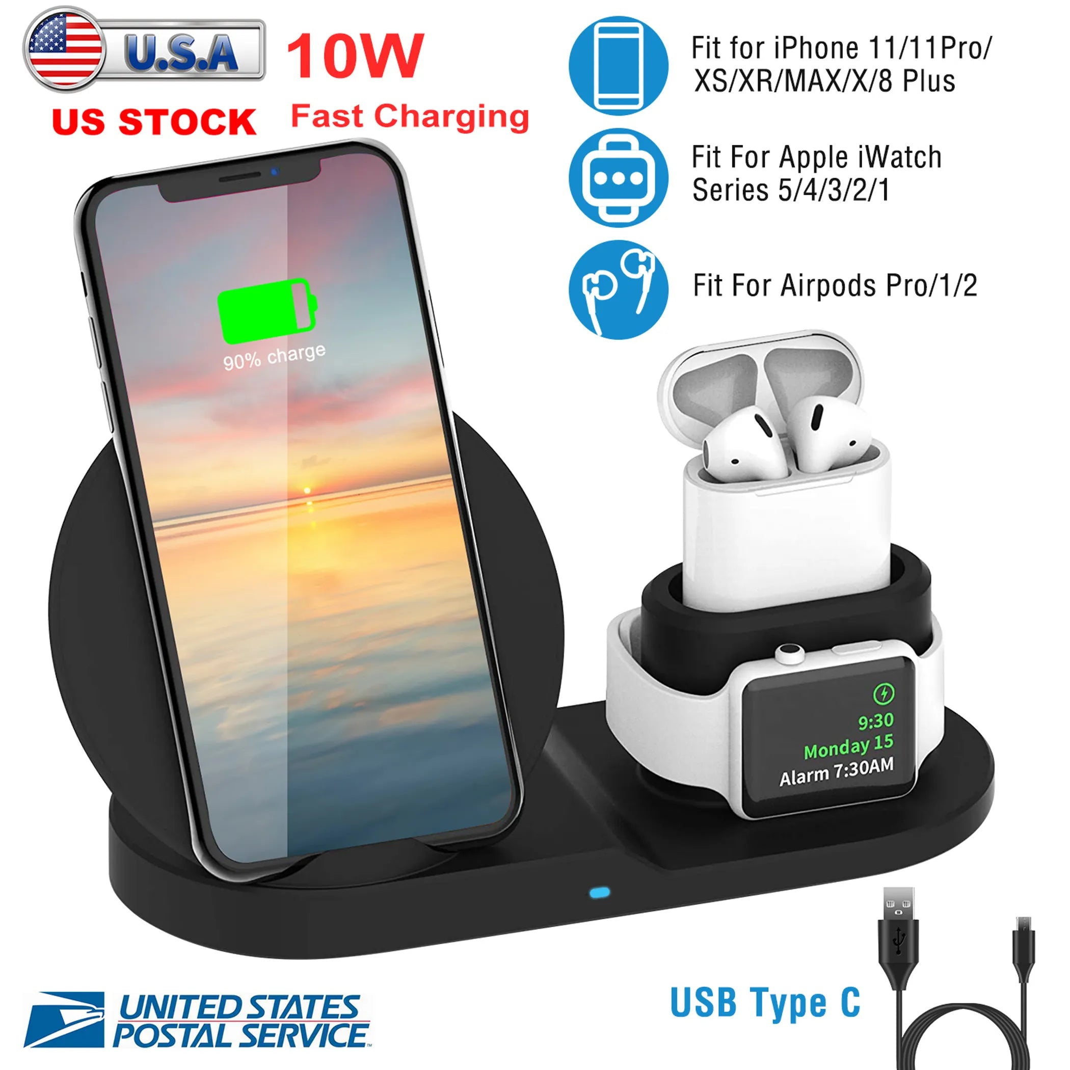 Wireless Charger 10W Fast Charging Station