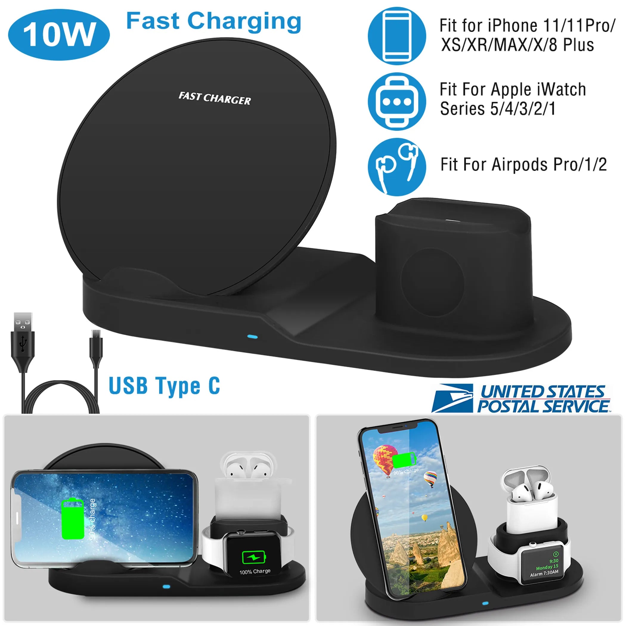 Wireless Charger 10W Fast Charging Station