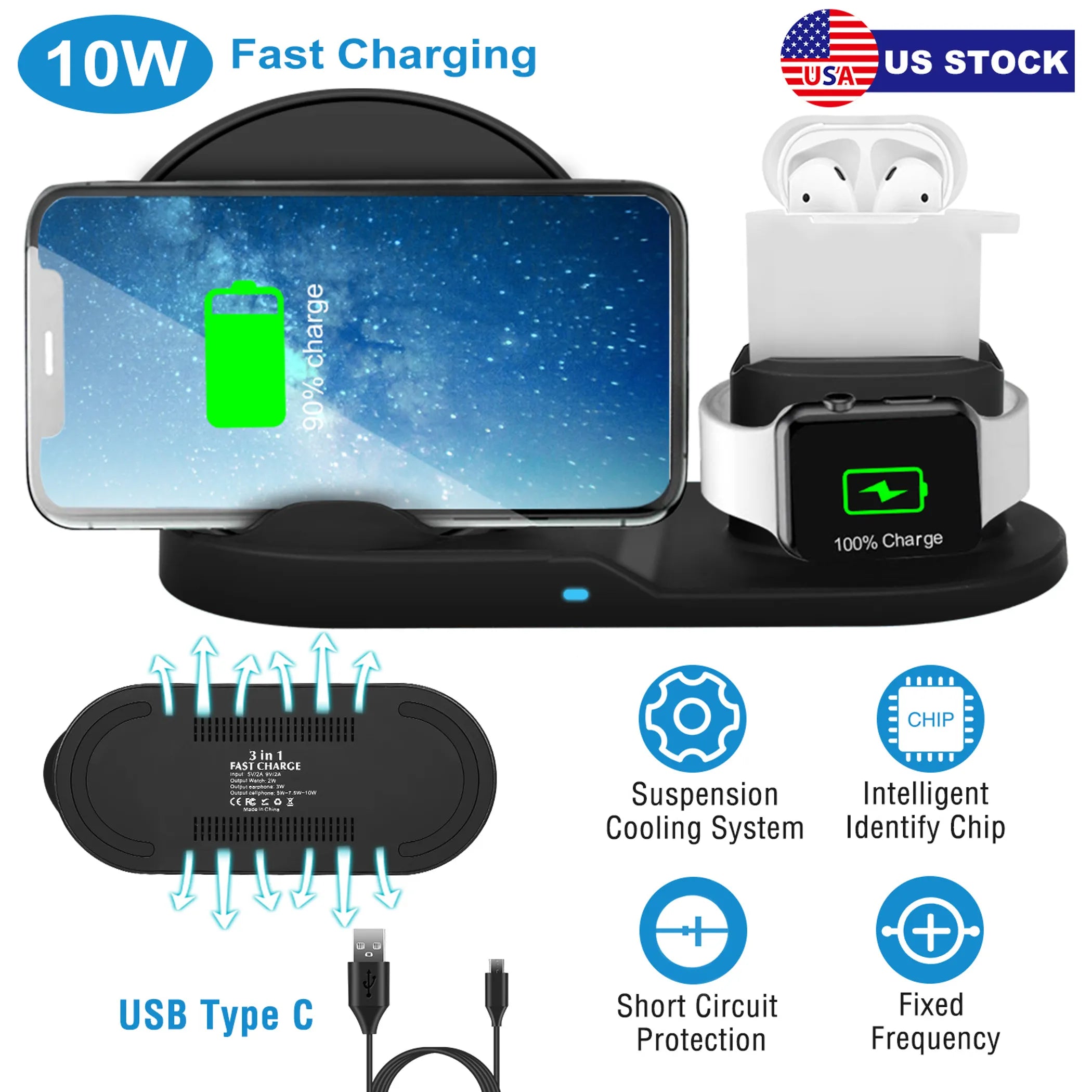 Wireless Charger 10W Fast Charging Station
